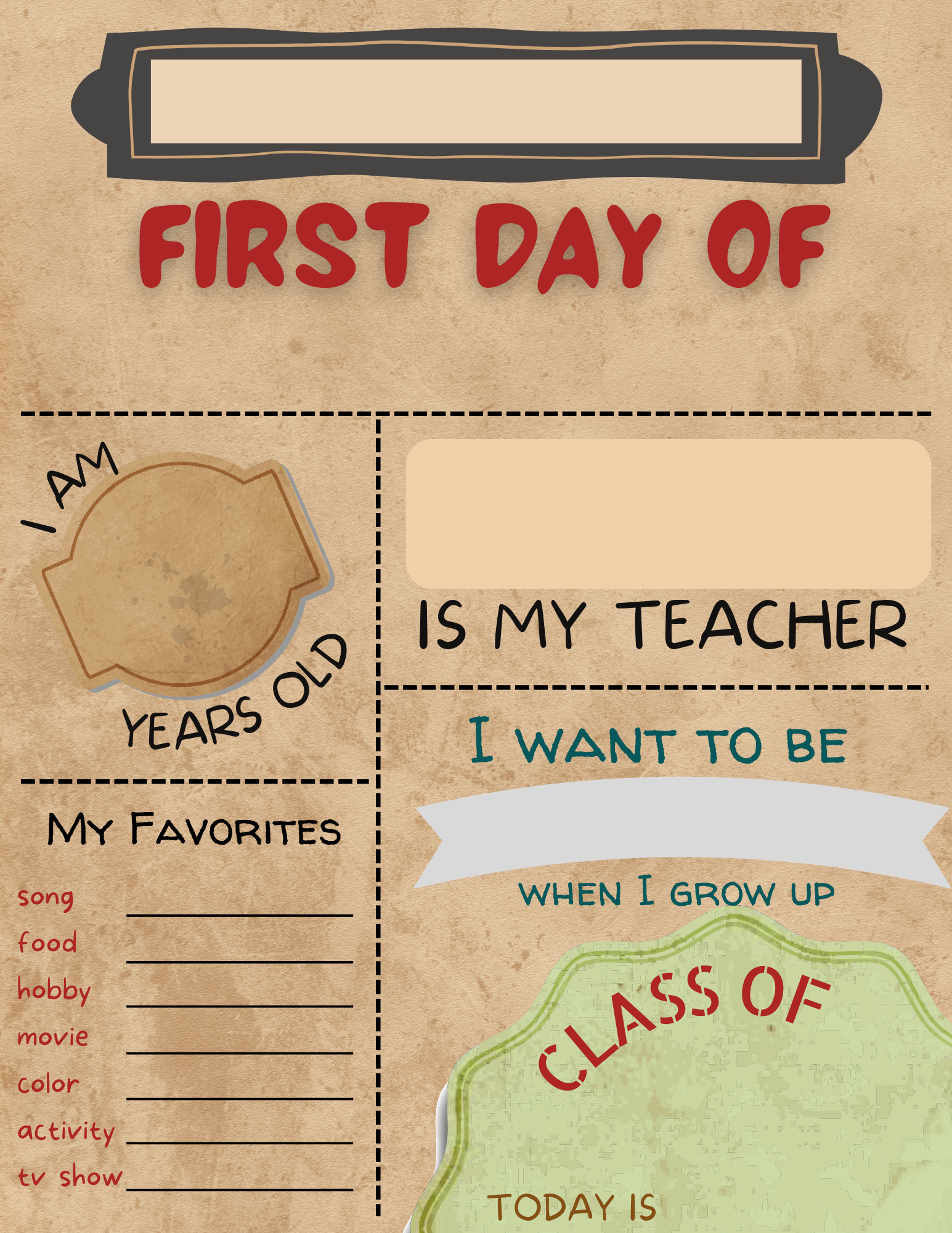 first day of grade sign 