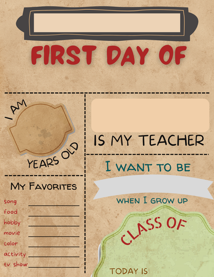 first day of grade sign 