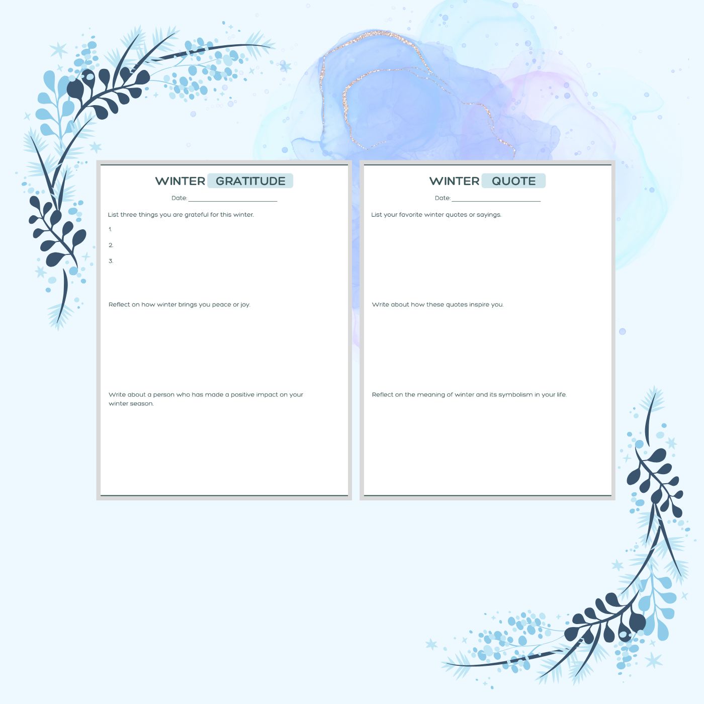 Two blank sheets with &