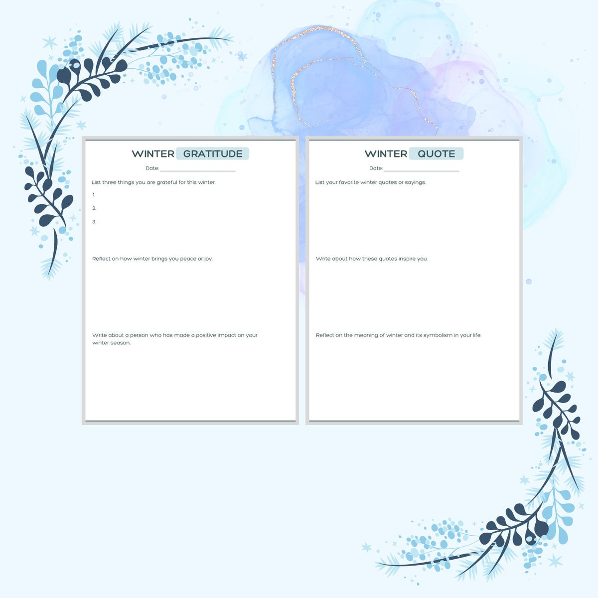 Two blank sheets with &