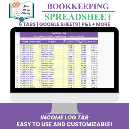 Bookkeeping Spreadsheet System — Income, Expense &amp; Profit Tracker with Quarterly Tax Planner