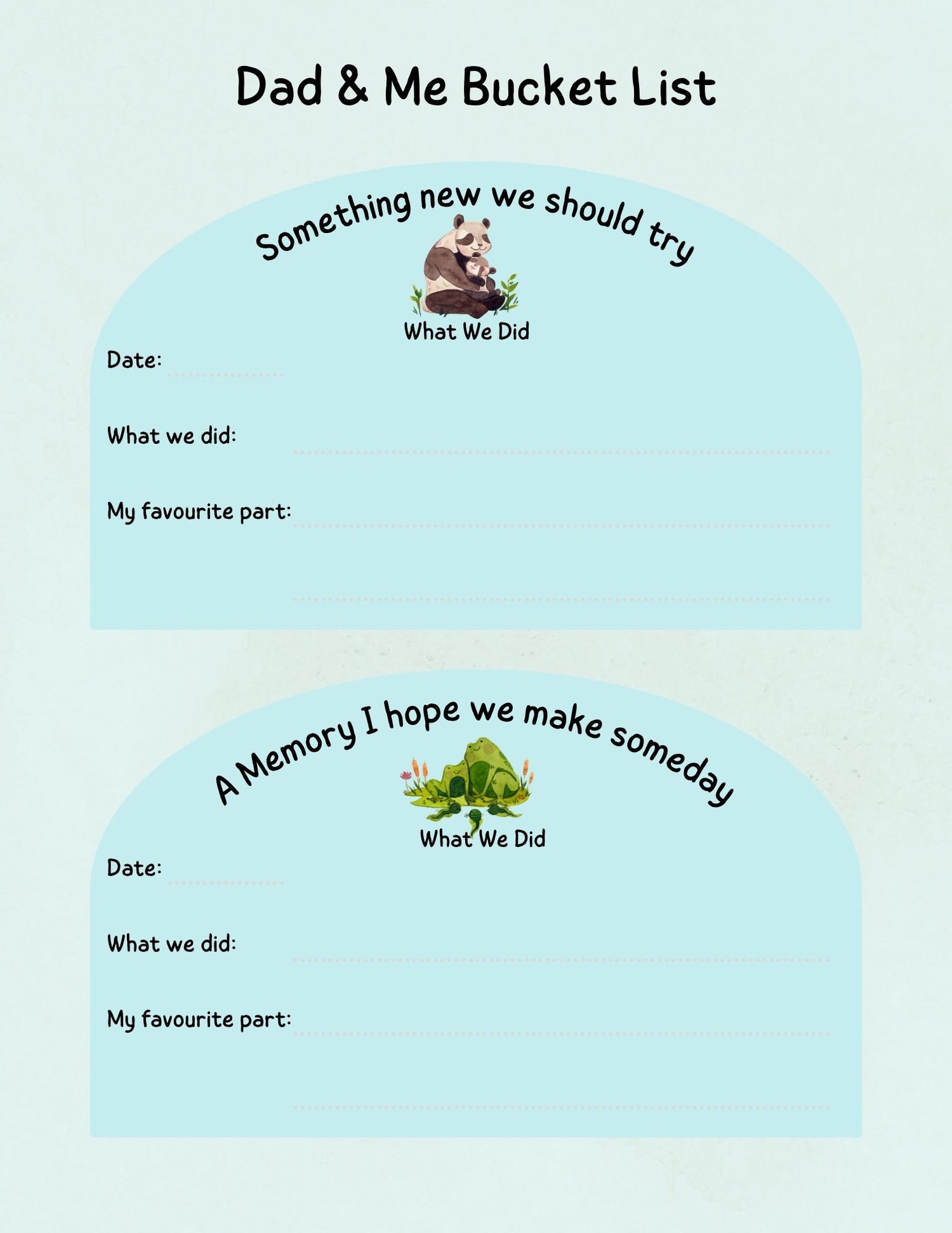 Dad &amp; Me Bucket List