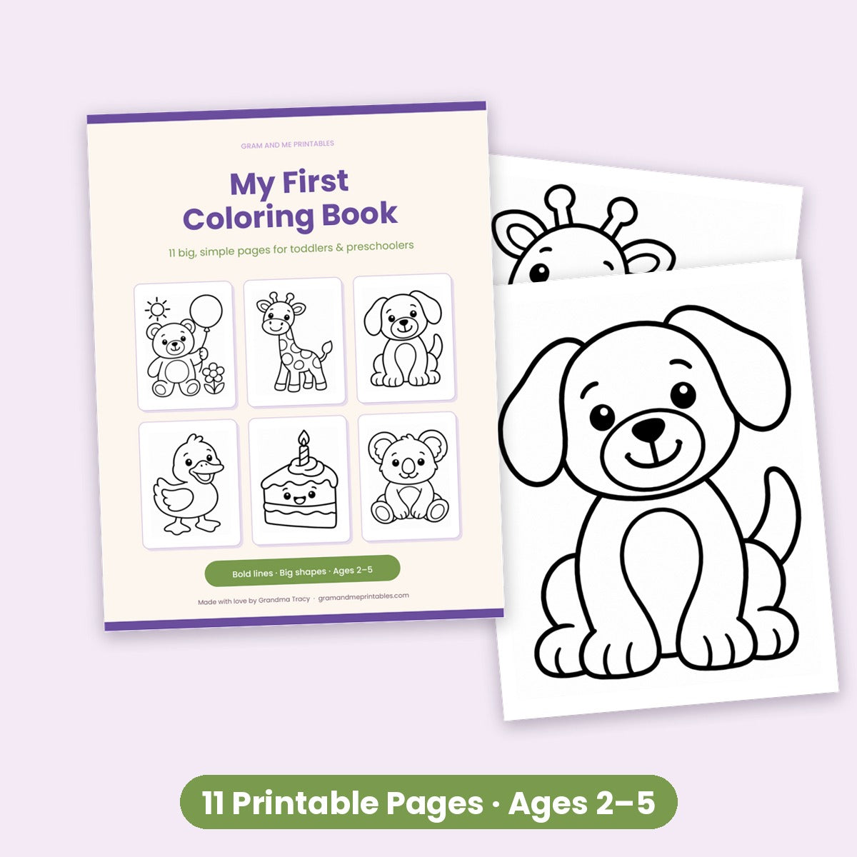 My First Coloring Book for Toddlers – 11 Simple Printable Coloring Pages