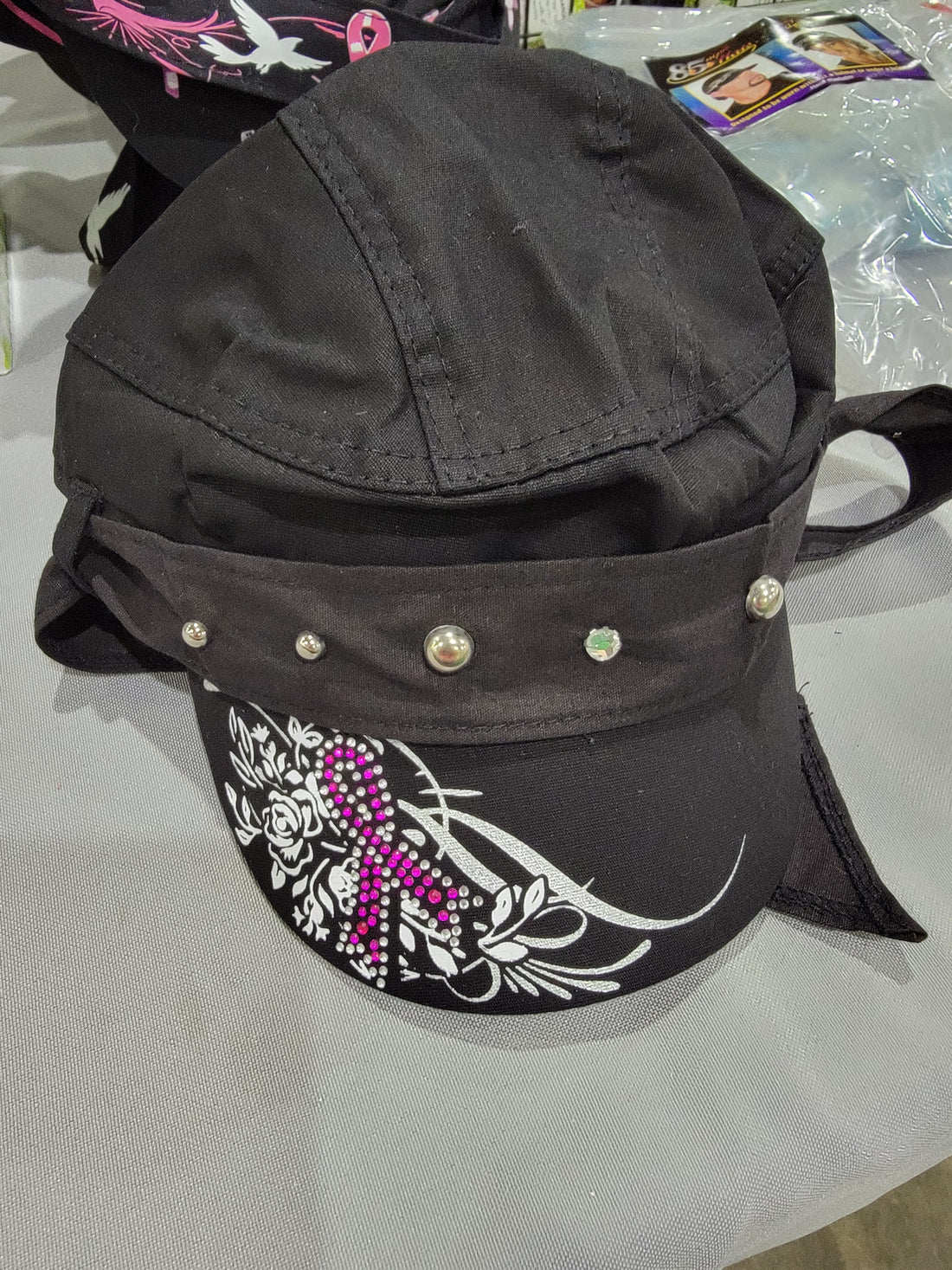 85 MPH Bling Hat with Pink Ribbon
