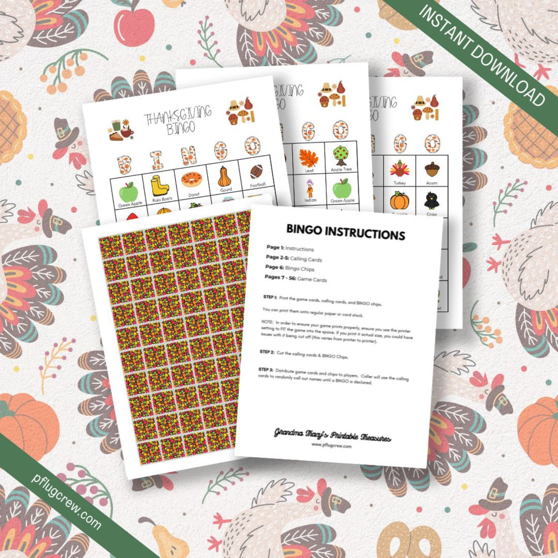 sample of thanksgiving bingo cards