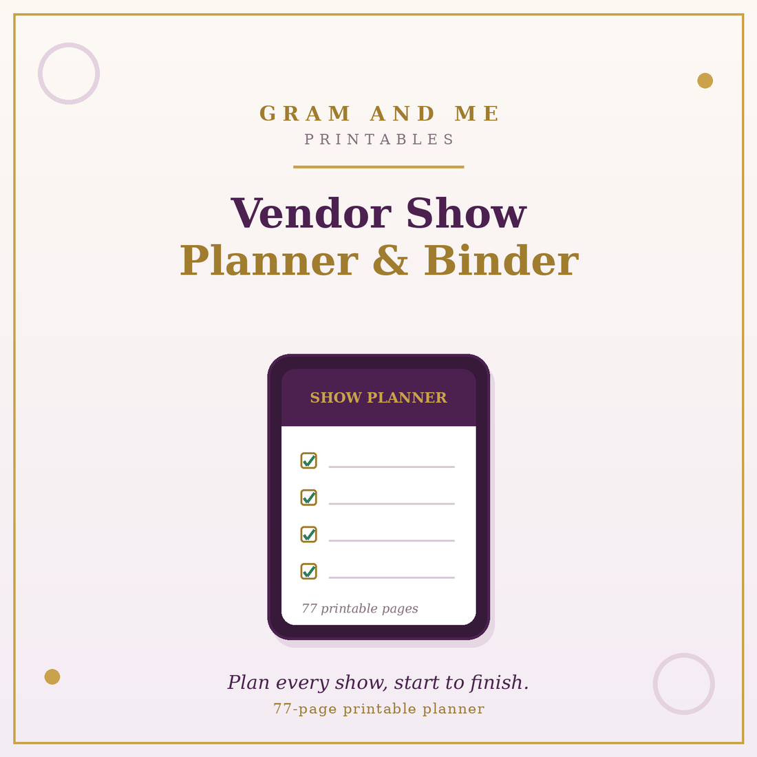 Vendor Show Planner and Tracker Binder