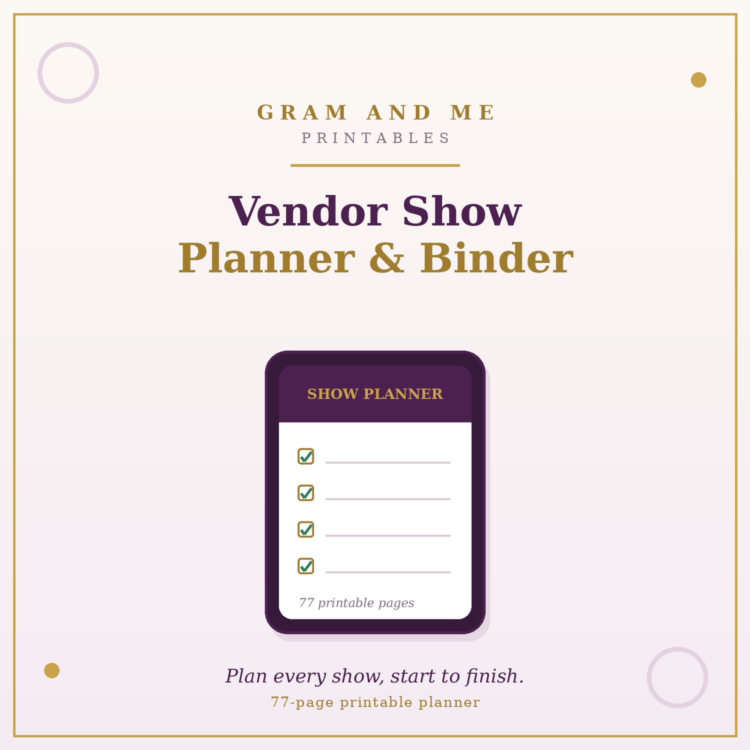 Vendor Show Planner and Tracker Binder