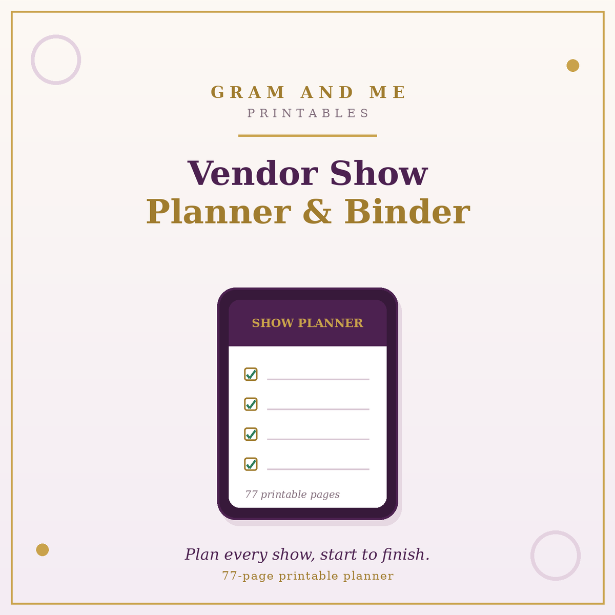 Vendor Show Planner and Tracker Binder