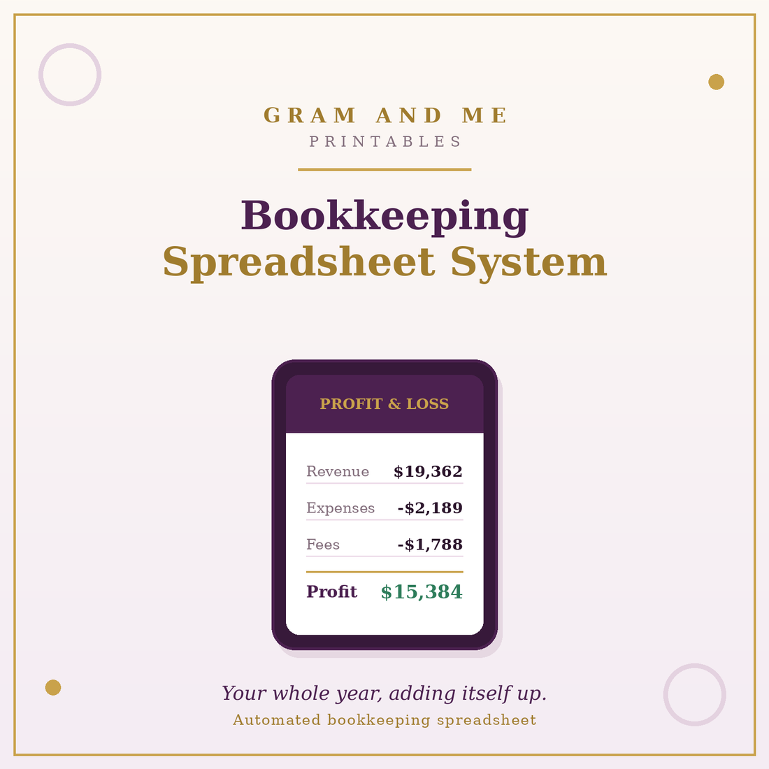 Bookkeeping Spreadsheet System — Income, Expense &amp; Profit Tracker with Quarterly Tax Planner