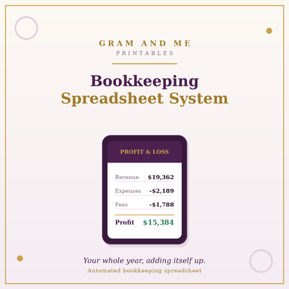 Bookkeeping Spreadsheet System — Income, Expense &amp; Profit Tracker with Quarterly Tax Planner