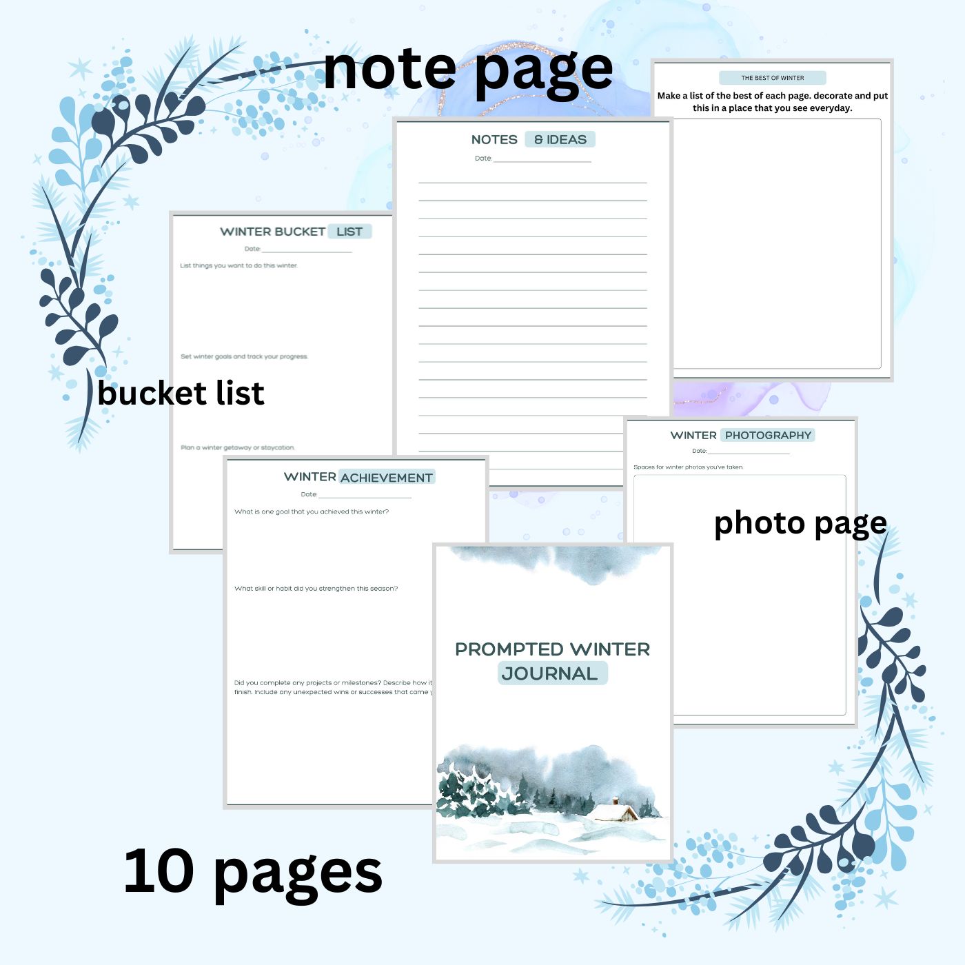sample of winter note pages
